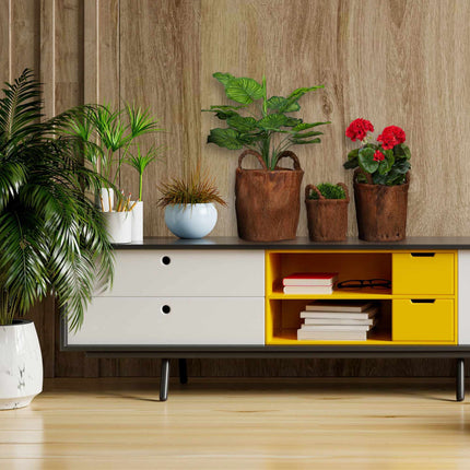 3x pots de fleurs en feuilles de cocotier