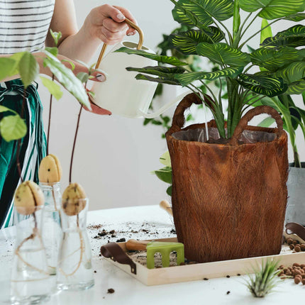 3x pots de fleurs en feuilles de cocotier