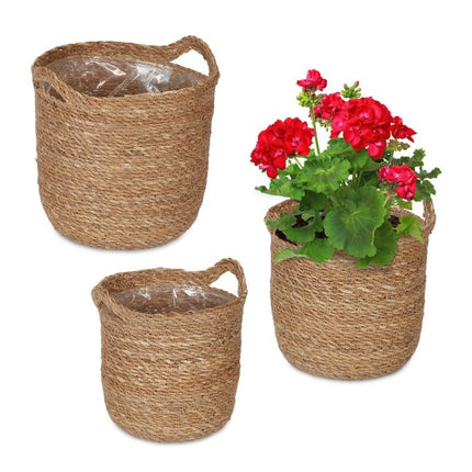 3x pots de fleurs d'algues avec poignée