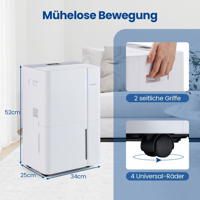 Déshumidificateur 40 L, silencieux, 3 modes, minuterie 24 h, affichage LED