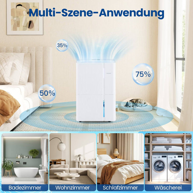 Déshumidificateur 40 L, silencieux, 3 modes, minuterie 24 h, affichage LED