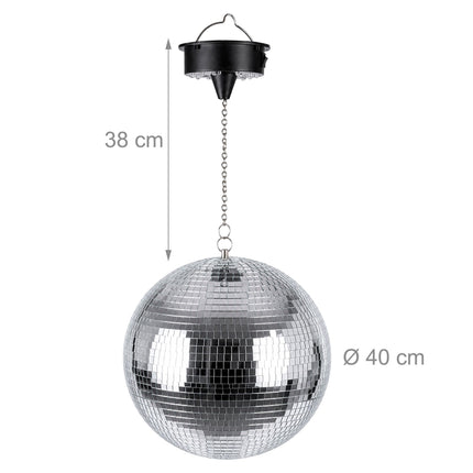 40 cm Discokugel mit Motor und mehrfarbigen LED-Leuchten