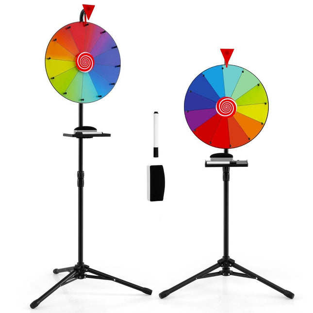 Roue de la fortune Ø 40 cm avec trépied au sol Roue des prix réglable en hauteur avec étagère.