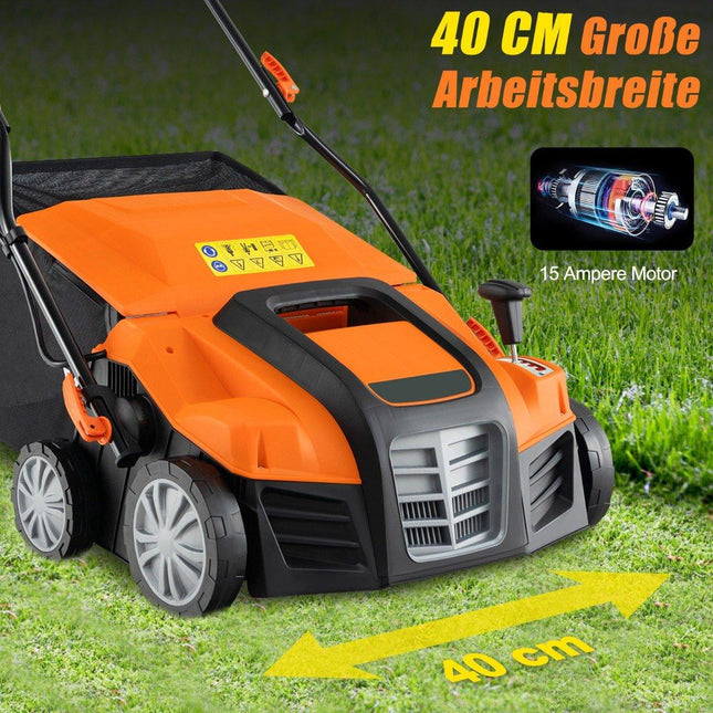 Scarificateur électrique de 41 cm et amp; Aérateur de pelouse Scarificateur 15A 2 en 1 avec réglage en hauteur 3 positions orange