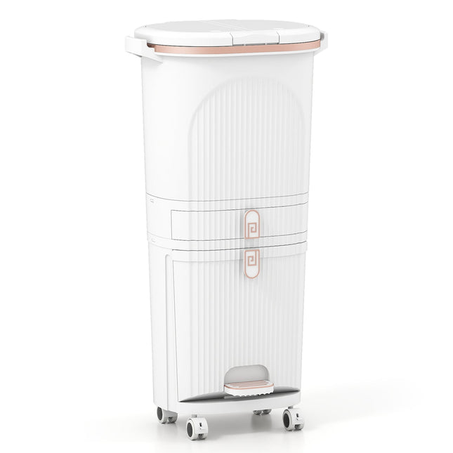 Poubelle de cuisine 42 L avec couvercle - Trieur à 3 niveaux, blanche