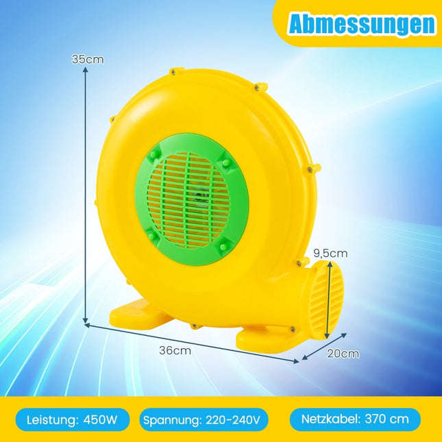 Souffleur d'air 450 W pour structures gonflables avec poignée et piquets