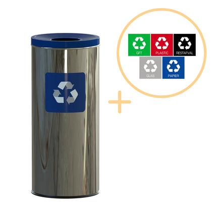 45L blauer Edelstahl-Mülleimer für Recycling
