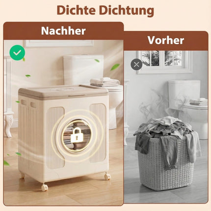 Coffre de rangement à roulettes de 45 L avec couvercle - Gris, facile à déplacer