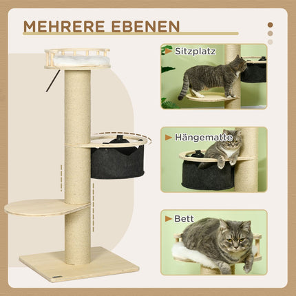 Cat Tree Climbing Tower – 45"" with hammock and bed