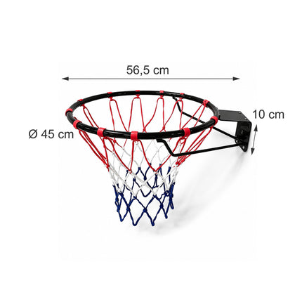 45 cm Wand-Basketballkorb mit dreifarbigem Netz
