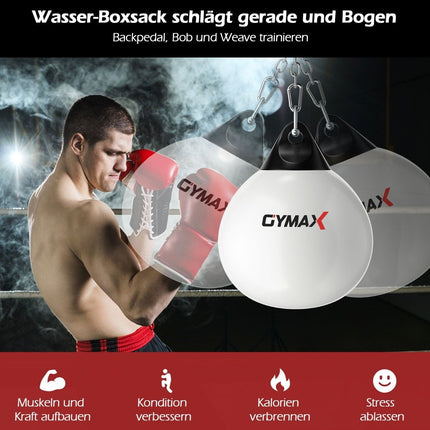 Sac de frappe à eau Ø 45 cm 50 kg Sac de frappe de boxe avec chaîne métallique réglable Blanc