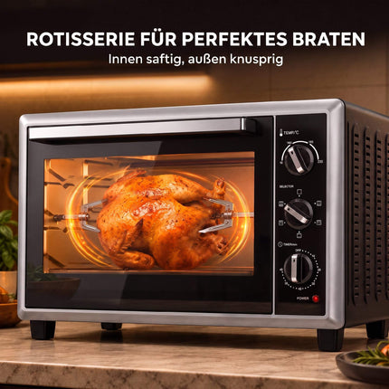 Mini-four 46 L avec convection, rôtisserie et minuterie, noir