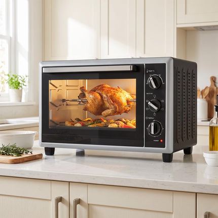 Mini-four 46 L avec convection, rôtisserie et minuterie, noir