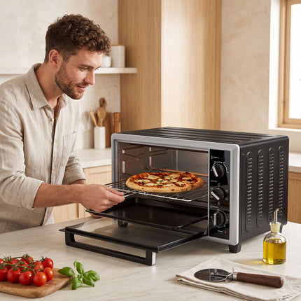 Mini-four 46 L avec convection, rôtisserie et minuterie, noir