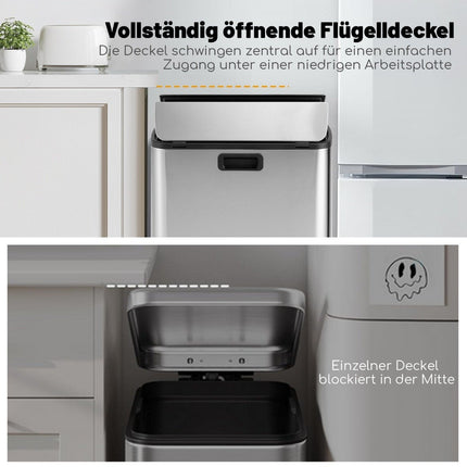 46L Edelstahl-Mülleimer mit Soft-Close-Deckel