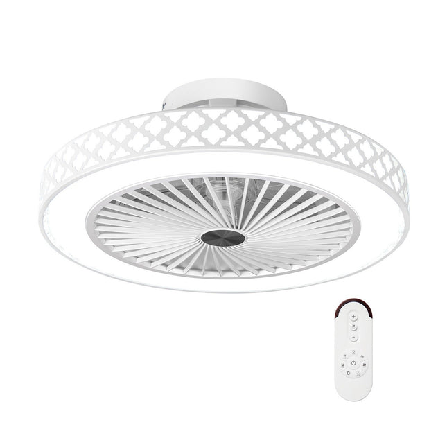 Ventilateur de plafond 48 cm avec lumière et télécommande, réversible, moteur CC silencieux