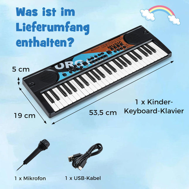 Clavier électrique pour enfants à 49 touches avec micro et 8 rythmes