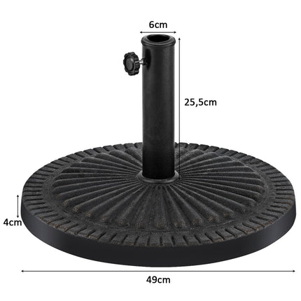 49 cm Sonnenschirmständer, robuster, runder Schirmhalter mit Feststellknopf, dicke Eisenstange