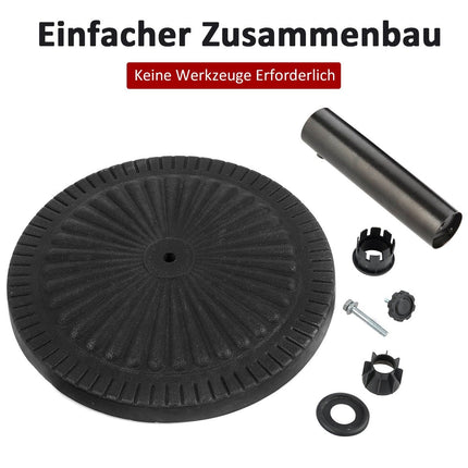 49 cm Sonnenschirmständer, robuster, runder Schirmhalter mit Feststellknopf, dicke Eisenstange