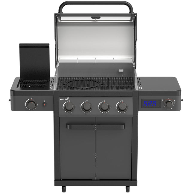4-Flammen-Gasgrill mit Infrarot-Seitenbrenner, Thermostatsteuerung