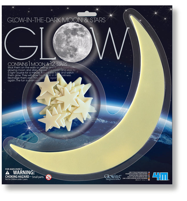 Ensemble d'autocollants 4M Lune phosphorescente et 12 étoiles