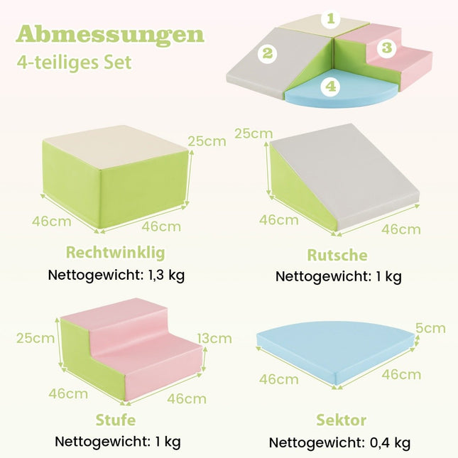 4 pièces. Blocs de construction en mousse pour courir et s'amuser. Blocs de construction géants grimpants Grands blocs de construction rose + vert
