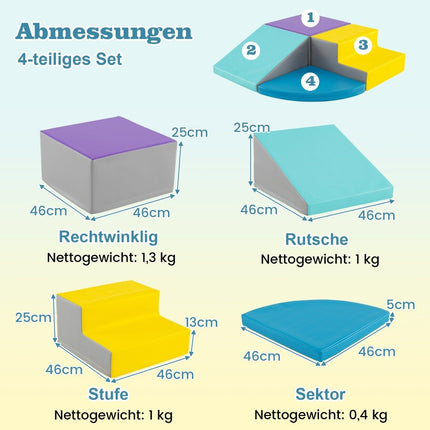 4 pièces. Blocs de construction en mousse pour courir et grimper, blocs de construction géants, bleu + violet
