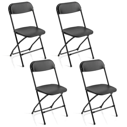 Lot de 4 chaises pliantes noires avec structure métallique robuste
