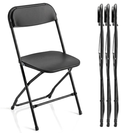 Lot de 4 chaises pliantes noires avec structure métallique robuste