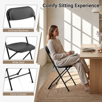 Lot de 4 chaises pliantes noires avec structure métallique robuste