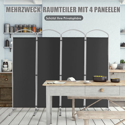 Paravent pliable à 4 panneaux, gris, 221 x 188 cm