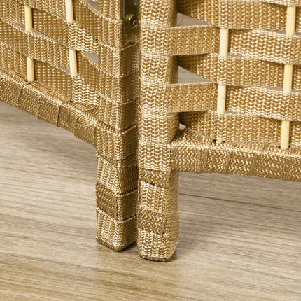 Cloison de séparation pliable à 4 panneaux, bois naturel, brise-vue