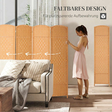 Paravent pliable à 4 panneaux, en polypropylène et bois de pin