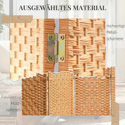 Paravent pliable à 4 panneaux, en polypropylène et bois de pin
