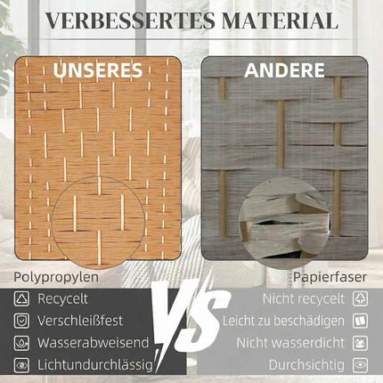 Paravent pliable à 4 panneaux, en polypropylène et bois de pin
