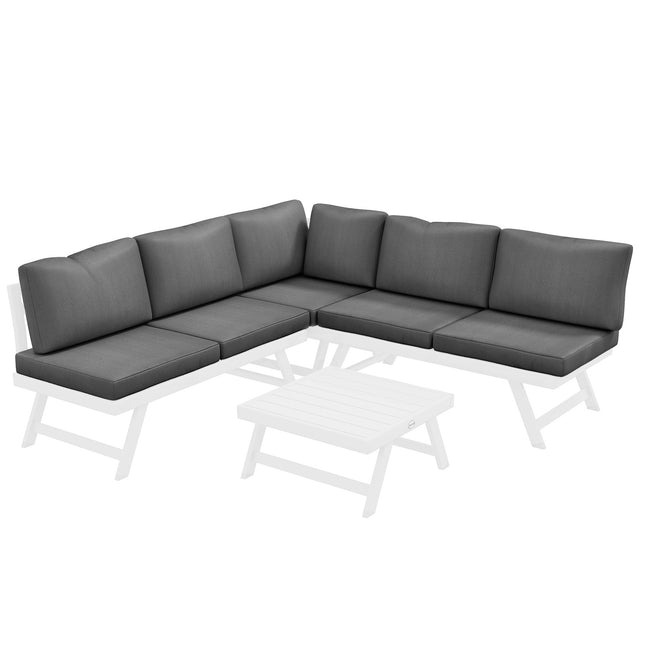 4-teiliges graues Gartenmöbel-Set, Sofa und Couchtisch