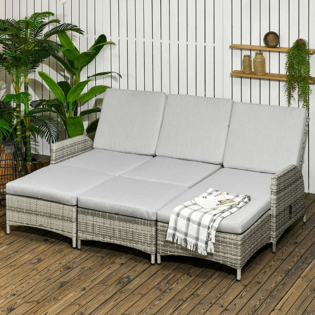 4-teilige Rattan-Gartenmöbel, wetterfest, abnehmbare Bezüge