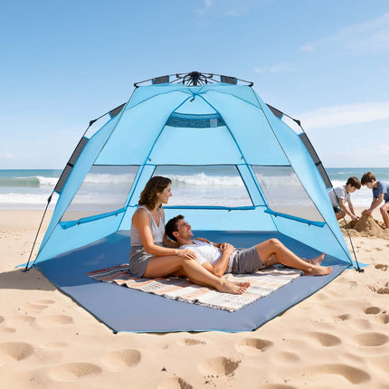 4-Person Pop-Up Beach Tent, UPF 50+, Carry Bag