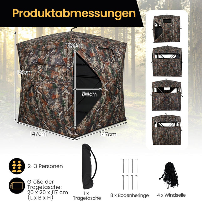 4-Personen Pop-Up Jagdversteck mit 360°-Sicht