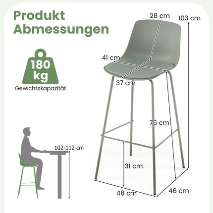 Ensemble de 4 tabourets de bar, similicuir, dossier ergonomique