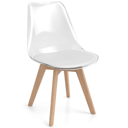 Ensemble de 4 chaises de salle à manger transparentes avec pieds en bois massif