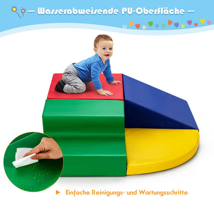 4-teiliges Schaumstoff-Spielset für Kinder – Rechteck, Rutsche, Treppe