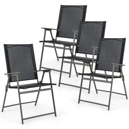 Ensemble de 4 chaises de jardin pliantes, résistantes aux intempéries, noires