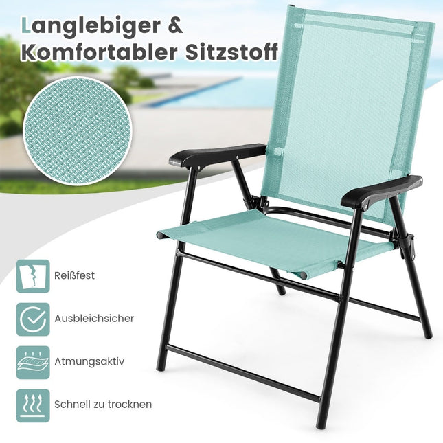 4er-Set Klappbare Gartenstühle mit Armlehnen, Mintgrün