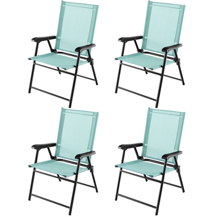 Ensemble de 4 chaises de jardin pliantes avec accoudoirs, vert menthe