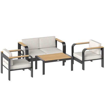 Ensemble de mobilier de patio modulaire 4 pièces avec sièges profonds