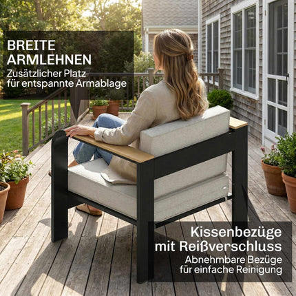 Ensemble de mobilier de patio modulaire 4 pièces avec sièges profonds