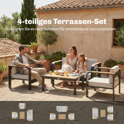 Ensemble de mobilier de patio modulaire 4 pièces avec sièges profonds