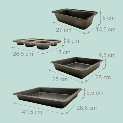 Ensemble de 4 pièces de moules à pâtisserie antiadhésifs en acier au carbone