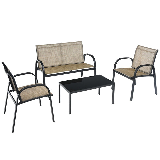 Ensemble de meubles d'extérieur 4 pièces avec canapé, chaises et table